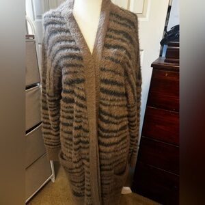 Jessica Simpson Fuzzy Brown and Black Cardigan